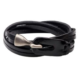 Charm Bracelets Fashion Leather Men's Bracelet Multi Layer Hook Hand Rope