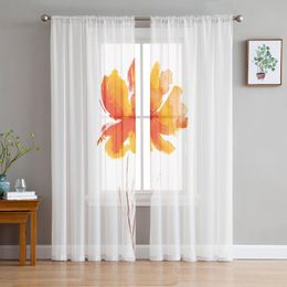 Curtain & Drapes Flowers Watercolor Painting Art Plants Sheer Curtains For Living Room Modern Voile Bedroom Tulle Window