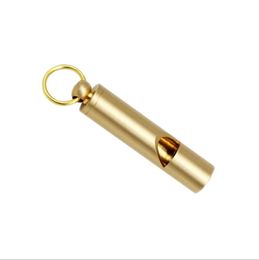 Outdoor Gadgets keychain Handmade Vintage Pure Brass Whistle Party Gift Camping Outdoor Water Sport Rescue Survival Brass whistle