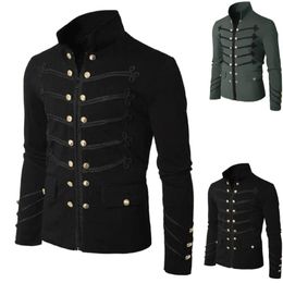 Men's Jackets Coat Jacket Gothic Embroider Button Uniform Costume Praty Outwear