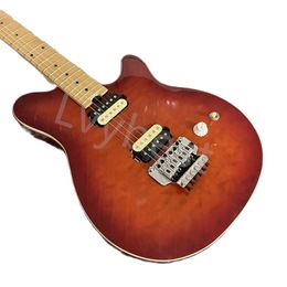 Lvybest Electric Guitar Jazz Semi-hollow 6-String Guitar Fretboard Shell Inlay Supp