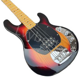 Lvybest Electric Guitar Custom-Made Electric Bass 4-String 5String Bass Sunset Body Maple Fingerboard