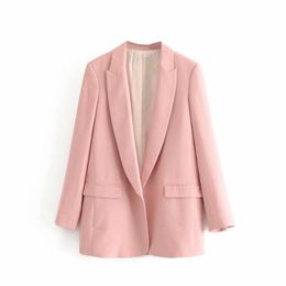 Women's Suits Autumn Women Fashion Office Blazers Vintage Long Sleeve No Deduction Pocket Suit Jacket Loose Outerwear Tops H497 &