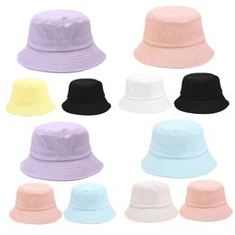 Wide Brim Hats 3Pcs Unisex Summer Sunscreen Bucket Hat Plain Macaron Candy Color Fisherman Cap C6UD