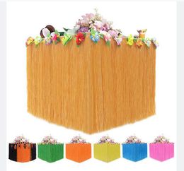 Decorative Flowers & Wreaths Hawaiian Grass Table Skirts Hibiscus Luau Party Decoration Tropical Theme Decor 276CM*75CM