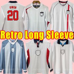 Long sleeve Englands Retro Soccer Jerseys Uniform BECKHAM OWEN GERRARD SHEARER football shirt 05 07 1994 1996 1998 2002 94 96 98 02 06 2006 2002