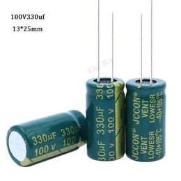 5pcs/lot high frequency low impedance 100V 330UF 13*25 20% RADIAL Aluminium electrolytic capacitor 330000nf