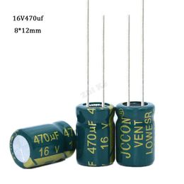 20pcs/lot 470uf16V Low ESR/Impedance high frequency Aluminium electrolytic capacitor size 8*12 16V 470uf 20% 105C