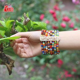 Strand Tibet Yak Bone Charm Bracelets & Bangles For Women Hand-made Colour Beads Bracelet Good Luck Retro Party Jewellery Beaded Strands