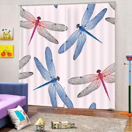 Curtain & Drapes Custom Any Size Colorful Insects Flying Animal Dragonfly Curtains For Living Room Bedroom Blackout Po Print Sets