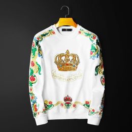 Men's Hoodies & Sweatshirts Trend Casual Long-Sleeved Pullover 2023 Autumn Heavy Craft Embroidery Crown Hoodie Hoody High Quality