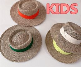 Wide Brim Hats 202304-lele Hand Woven Salty Grass Hollow Out Sunshade Children Fedoras Cap KIDS Jazz Panama Hat