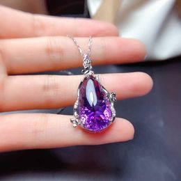 Pendant Necklaces Classic Vintage Geometry Necklace Inlay Purple Cubic Zirconia Jewellry For Women Wedding Engagement GiftsPendant