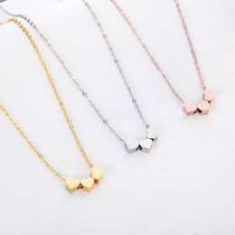 Pendant Necklaces Fashion Jewellery Choker Three Heart Love Bijoux Femme Stainless Steel For Women Birthday Gift Wedding Party Necklace