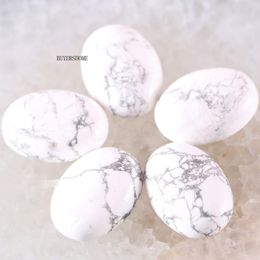 Beads Other For Jewellery Making Necklace Pendant Bracelet Earrings 22x30MM Oval Natural Stone Bead White Howlite CAB Cabochon 2Pcs K522