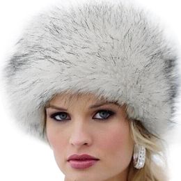 Beanies Beanie/Skull Caps 2023 Fashion Winter Women Faux Fur Cap Fluffy Hats Headgear Russian Outwear Girls Raccoon Hat W0