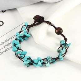 Strand Beaded Strands Natural Stone Beads Bracelets Handmade Gravel Bracelet Women Turquoises Reiki Healing Bangles Anklets Jewellery Adjusta