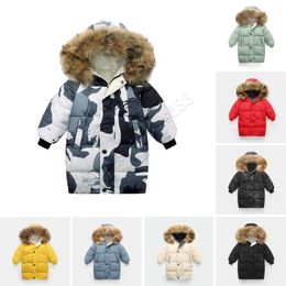 Kids Coat Baby Designer Clothes Down Coats Jacket Kid clothe With Badge Hooded Thick Warm Outwear Girl Boy Girls Classic Parkas 100% Wolf Fur Pink Blue