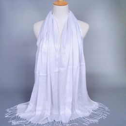 Scarves Spring Autumn Winter Women Fashion Tassel Glitter Long Scarf Shawl Wrap Stole Cotton Solid Color