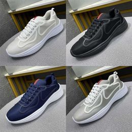 2023 Men Bike Fabric Sneakers Casual Shoe Mesh Rubber Trim Flat Shoes Runner Trainers Black White Lace-up Nylon with Box No309