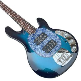 Lvybest Electric Guitar Custom-made Electric Bass 4-String 5-String Bassblack Circle Blue Body Maple Fingerboard