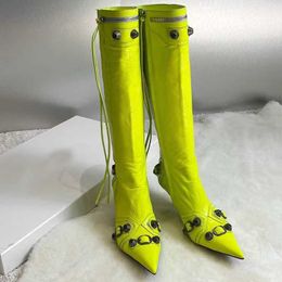 balencig Top-quality Balencaiiga 22ss Balenicass New Boot Motorcycle Designer Metal Nail Liudin Prong Side Zipper Not Pick Leg 2023 Cagole Type 35-41