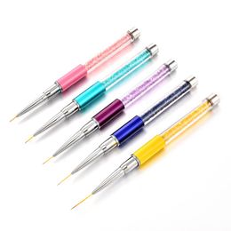 Nail Brushes 1pcs Art Design Colorful Hook Liner Manicure Brush Painting Drawing Pen With Cap Professional Tools