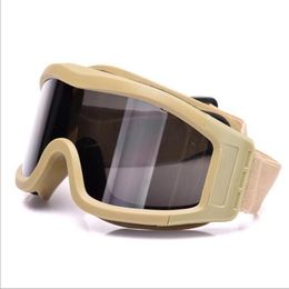 Outdoor Eyewear Desert Windproof Anti UV Sand Goggles Riding Hiking Skiing Tactical Paintball Shooting Glasses With 3 Pcs PC LensOutdoor