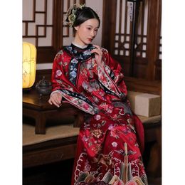 Ethnic Clothing Red Wine Printing Long Cheongsam Vintage Temperament Traditional Elegant Art Qipao Style Women Chinese Dress Female