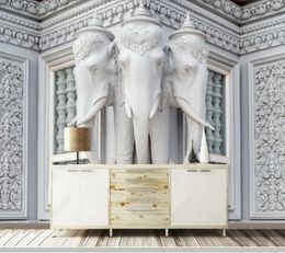 Wallpapers Papel De Parede European 3D Stereo Building Elephant Decoration Wallpaper Mural Living Room Bedroom Wall Papers Home Decor