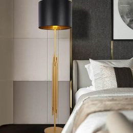 Floor Lamps Parlour Lighting Lights E27 Gold Tube Cloth Lampshade Home Decoration TV Background Wall Vertical Desk