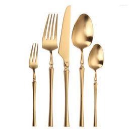 Dinnerware Sets Iyeafey Gold Cutlery Set Matte Spoons Forks Knives Flatware 18/10 Stainless Steel Cutelry Kitchen Drop