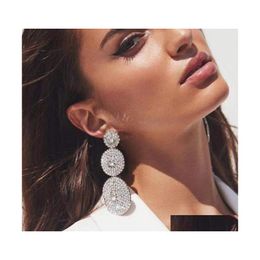 Charm Exaggerated Round Drop Earrings Women Shiny Rhinestone Geometric Dangle Party Jewelry Delivery Dhhkm