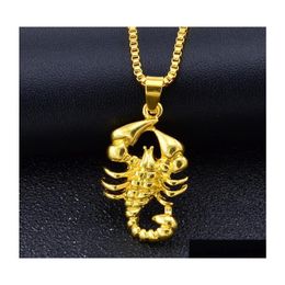 Collane a ciondolo Hip Hop Rock Men Animal in acciaio inossidabile Scorpione Gold Catena per consegna di gioielli di moda Pendenti DHR7A