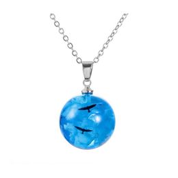 Pendant Necklaces Creative Blue Sky White Cloud Eagle Transparent Ball Resin Necklace For Women Fashion Jewellery Gift Drop Delivery Pe Dhlkh