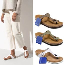 2023 Yaz Erkekleri Kadınlar Flats Sandals Cork Terlik Unisex Sağlık Ayakkabıları Klasik Renkler Siyah Beyaz Moda Daireleri 34-46