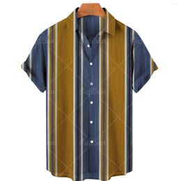 Men's Casual Shirts 3D Handsome Men's Style Impressive Hawaiian Print Colour Pattern Collar Vintage Clothes Summer