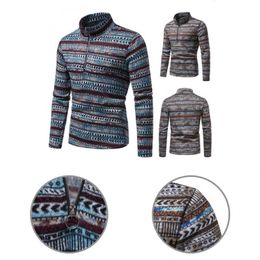 Men's Sweaters Breathable Excellent Ethnic Print Knitted Sweater Menswear Male Soft Texture For Office