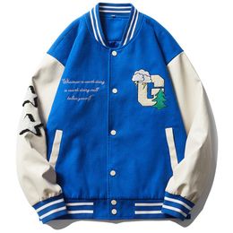 Men's Jackets 2023 Men Jacket Hip Hop Streetwear Patchwork Star Towel Embroidery Harajuku Baseball Autumn Casual Varsity College Coats