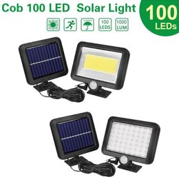 Outdoor Wall Lamps Cob 100 LED Solar Light Outdoors Garden PIR Motion Sensor Split Spotlights Security Emergency