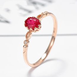 Cluster Rings ZHOUYANG For Women Delicate Japanese Style Oval Red Crystal Rose Gold Colour Adjustable Gift Fashion Jewellery KBR274