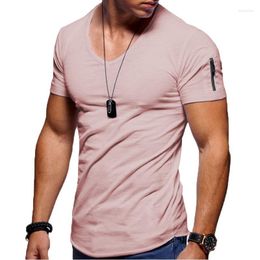 Men's T Shirts T-shirt Male Clothing Big Yards V-neck Pure Colour Man Short Sleeve Custom Manufacturer Sales Movement