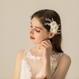 Headpieces O565 Crystal Decorative Wedding Hair Comb Accessories Side Bridal Headpiece With Chiffon Flowers