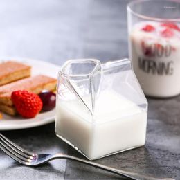 Wine Glasses 1Pc 250ML Half Pint Milk Carton Style Creative Mini Creamer Jug Glass Mug Transparent Cup Kitchen Accessories