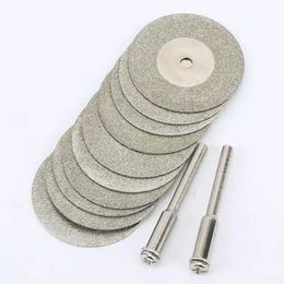 10pcs set 30mm Diamond Cutting Discs plus2 Arbor Shaft CutOff Blade Drill Bit Dremel accessories Rotary Tool Abrasive cut Metal