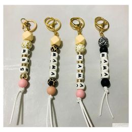 Party Favour Fast European And American Fashion Letters Sile Beads Key Chain Bag Accessories Pendant Drop Delivery Home Garden Festiv Dhh6L