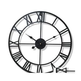 Wall Clocks Retro European Style Roman Numeral Clock Metal Material Sturdy And Durable Large Outdoor Garden Living Room Home Drop De Dhxir