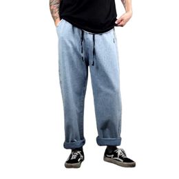 Men's Jeans Fashion Baggy Men Streetwear Korean Style Hip Cargo Pants Wide Leg Trousers Elastic Waist JoggersMen's