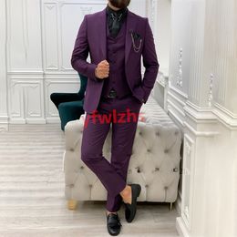 Customise tuxedo One Button Handsome Peak Lapel Groom Tuxedos Men Suits Wedding/Prom/Dinner Man Blazer Jacket Pants Tie Vest W1223