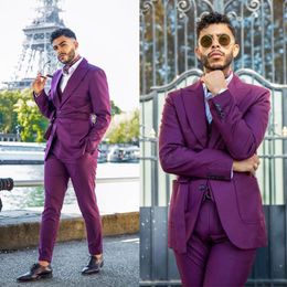 Men's Suits & Blazers Elegant Purple Men Tuxedos Peaked Lapel Single Breasted Pencil Pants Custom Made 2 Pieces Set Party Streetwear JacketM